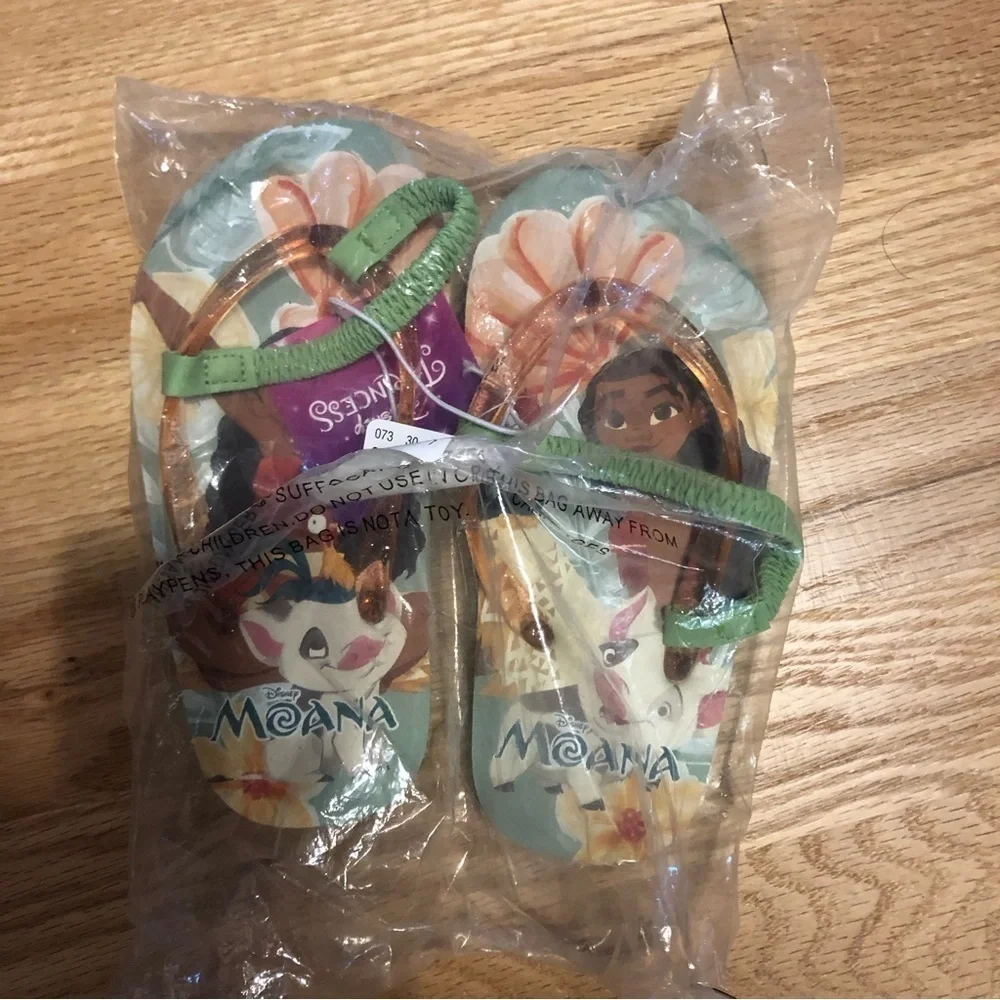 Moana Flip Flops Disney NEW Blue Sz 9 10 Green Pua Kids Girls Toddler Shoes